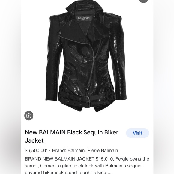 Stunning BALMAIN Sequin Motorcycle jacket Sold Out!! Size 36 like new condition - Picture 10 of 10
